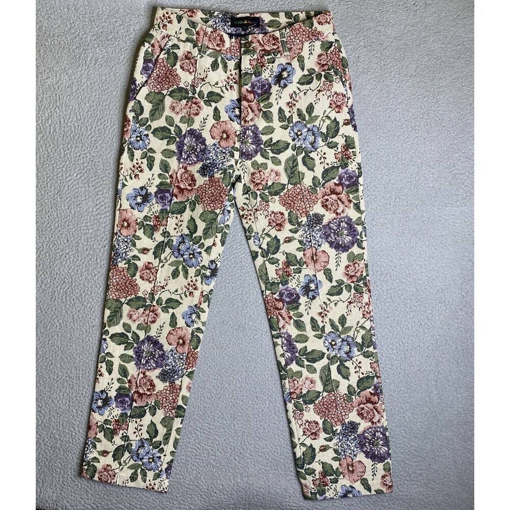 Teddy Fresh Tapestry Pants Men 30x30 Beige Pink Floral Hipster Casual NWOT